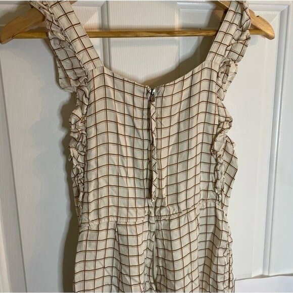 Sancia The Ines Jumpsuit Cream and  Brown gingham  Sleeveless ruffle Size XS - Picture 8 of 9